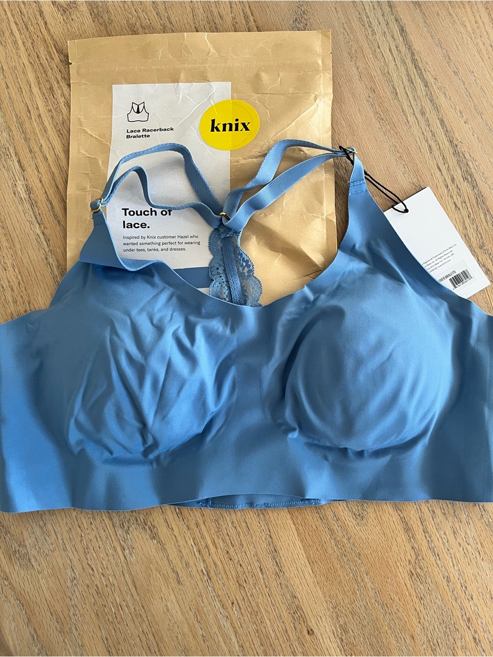 knix Lace Racerback Bralette - Dusty Blue